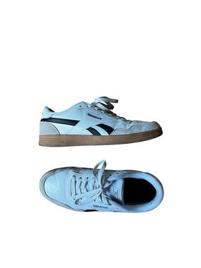 Reebok White Sneakers with Navy Stripes